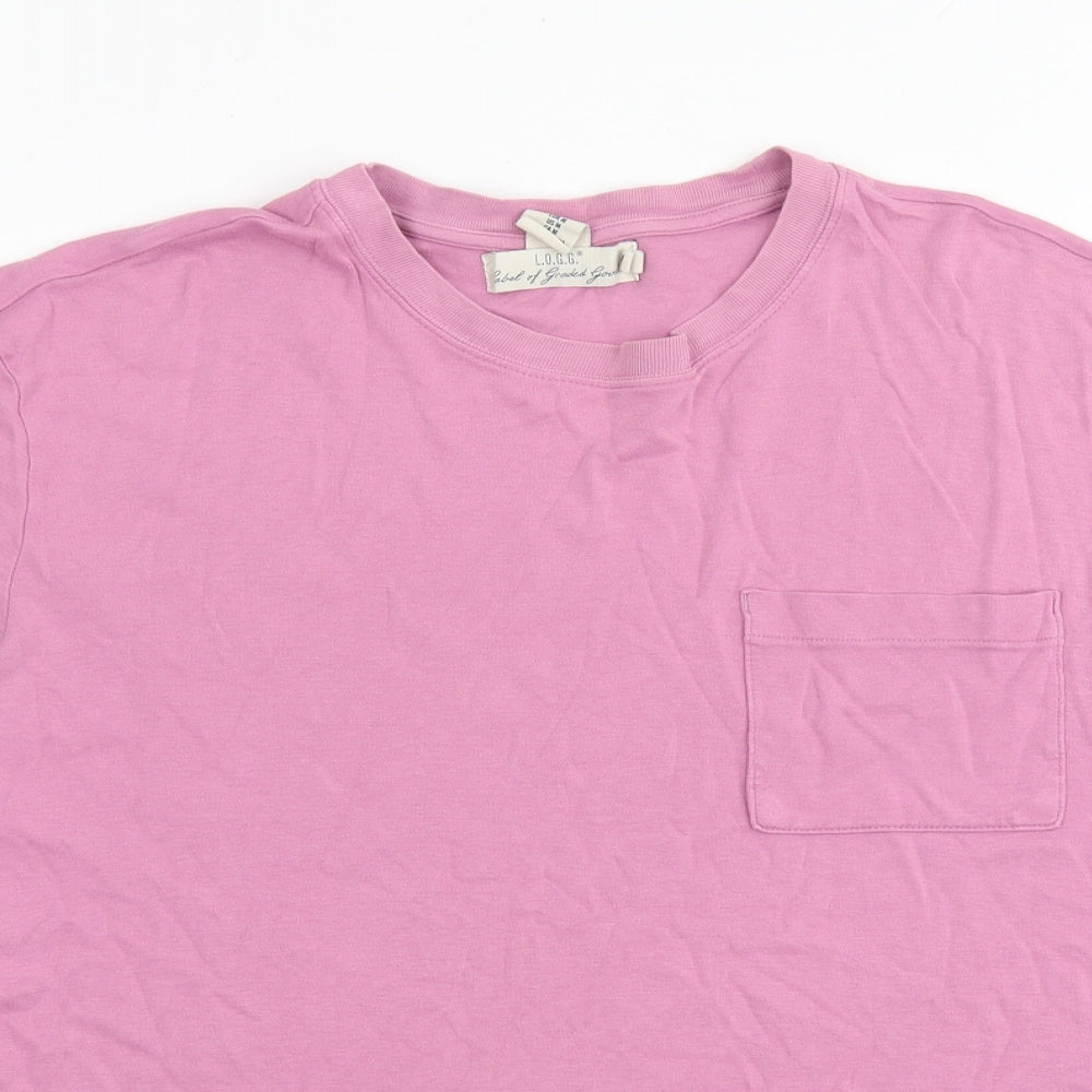 H&M Womens Pink 100% Cotton Basic T-Shirt Size M Round Neck
