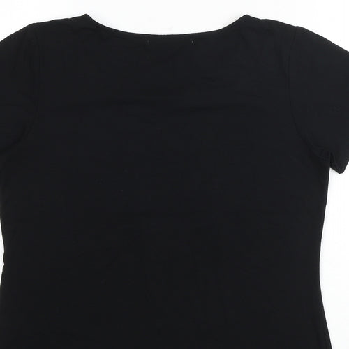 Emreco Womens Black Viscose Basic T-Shirt Size 10 Round Neck