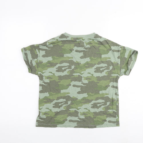 Marks and Spencer Boys Multicoloured Camouflage 100% Cotton Basic T-Shirt Size 11-12 Years Round Neck Pullover - Positive Thoughts