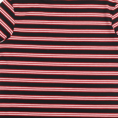 Disney Womens Multicoloured Striped Cotton Basic T-Shirt Size S Round Neck - Size 10-12, Minnie Mouse
