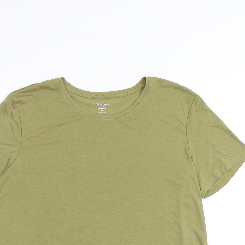 Marks and Spencer Womens Green Polyester Basic T-Shirt Size 12 Round Neck