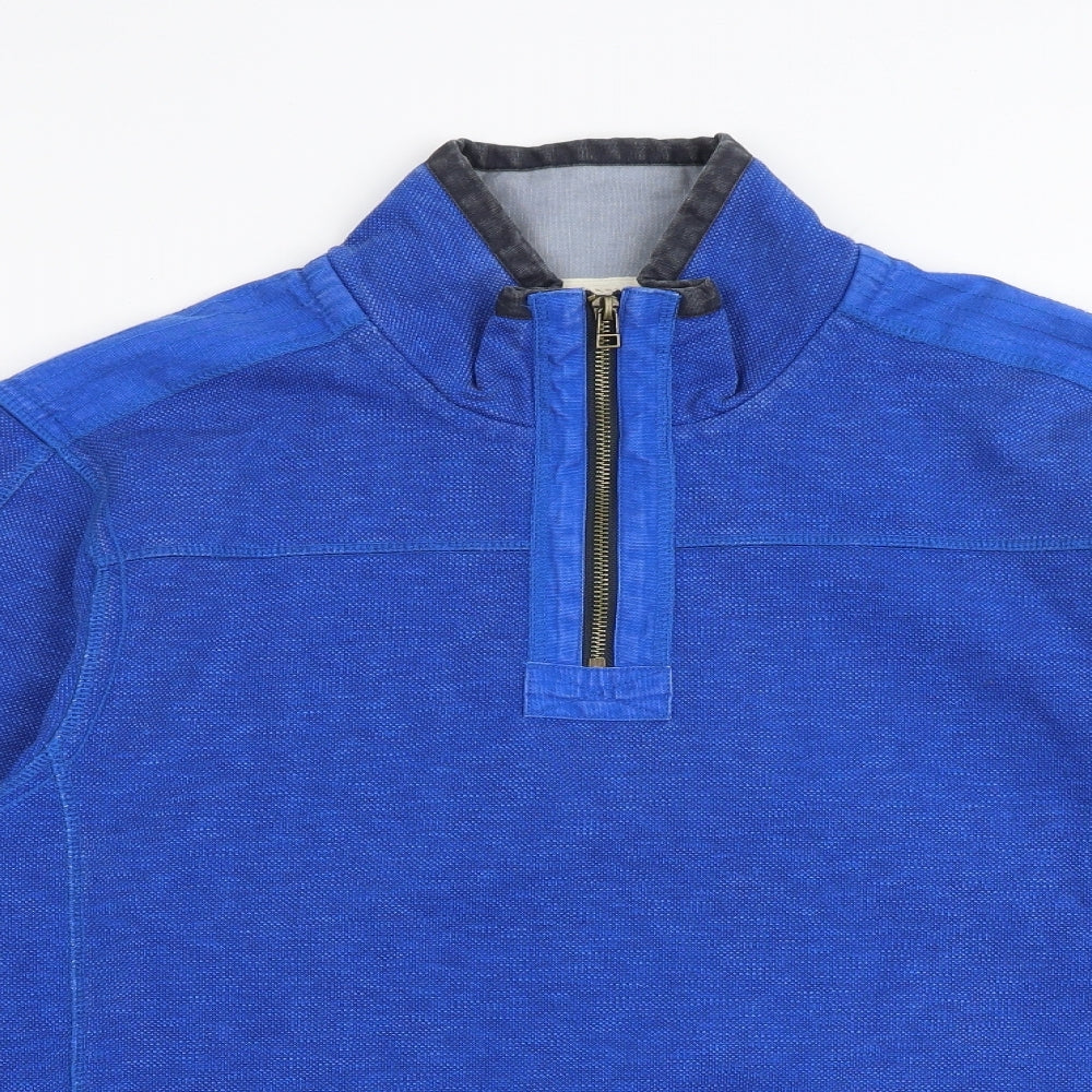 MANTARAY PRODUCTS Mens Blue Cotton Henley Sweatshirt Size L
