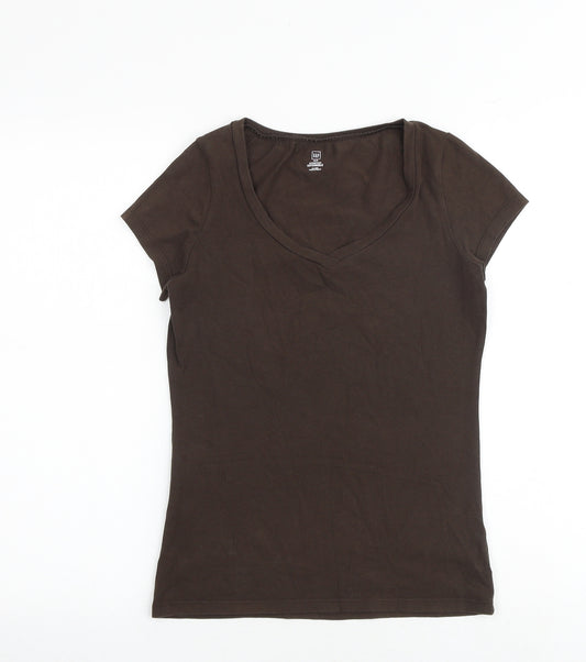Gap Womens Brown 100% Cotton Basic T-Shirt Size S Scoop Neck