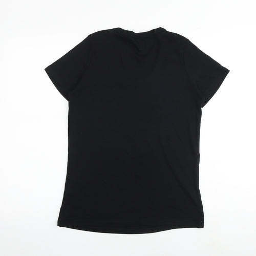 Marks and Spencer Womens Black 100% Cotton Basic T-Shirt Size 16 Scoop Neck