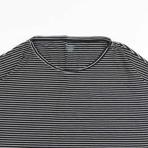 Boden Womens Black Striped Polyester Basic T-Shirt Size 10 Round Neck
