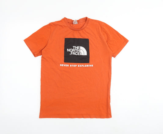 The North Face Boys Orange Cotton Basic T-Shirt Size XL Round Neck Pullover
