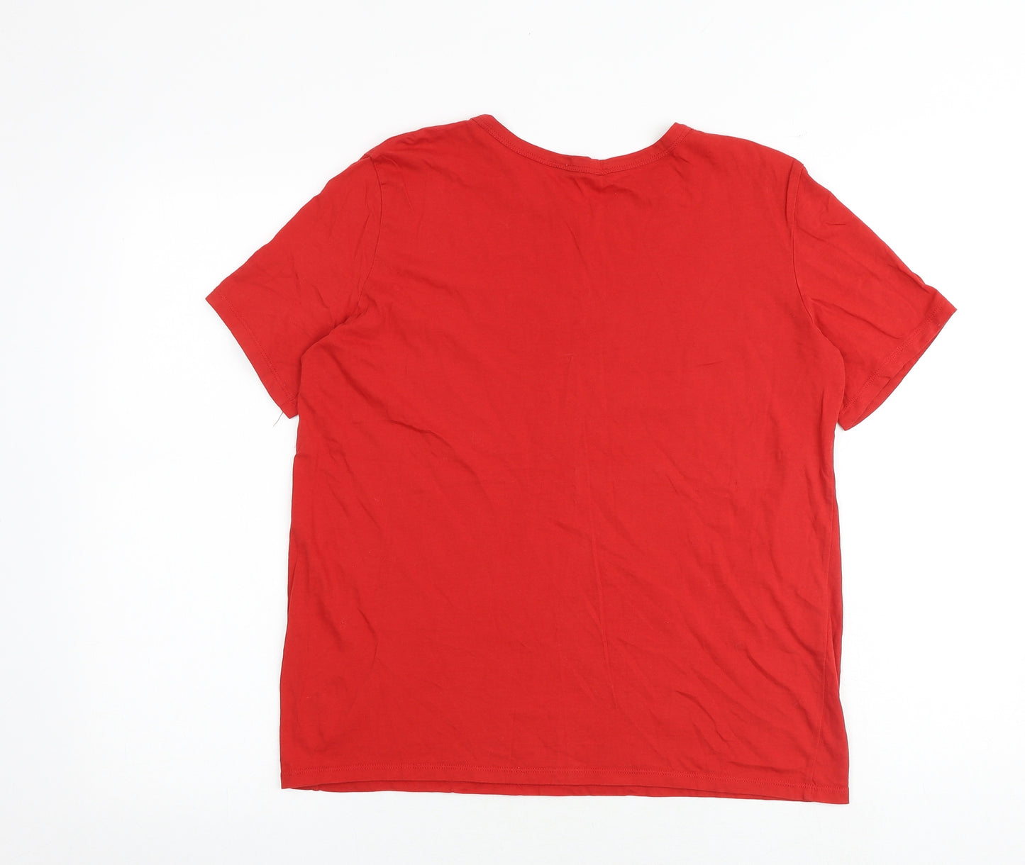 Zara Womens Red Cotton Basic T-Shirt Size M Round Neck - Liberation of The Ordinary