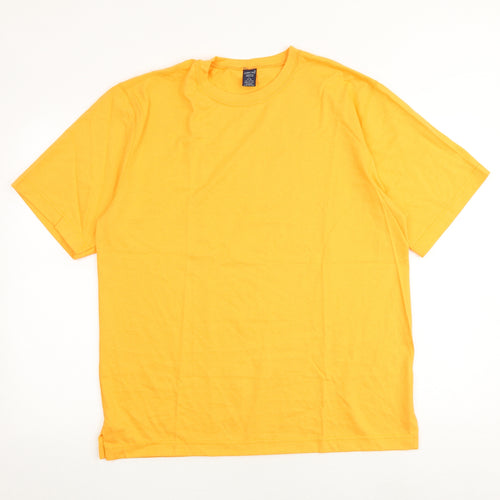Lands' End Womens Orange 100% Cotton Basic T-Shirt Size L Round Neck