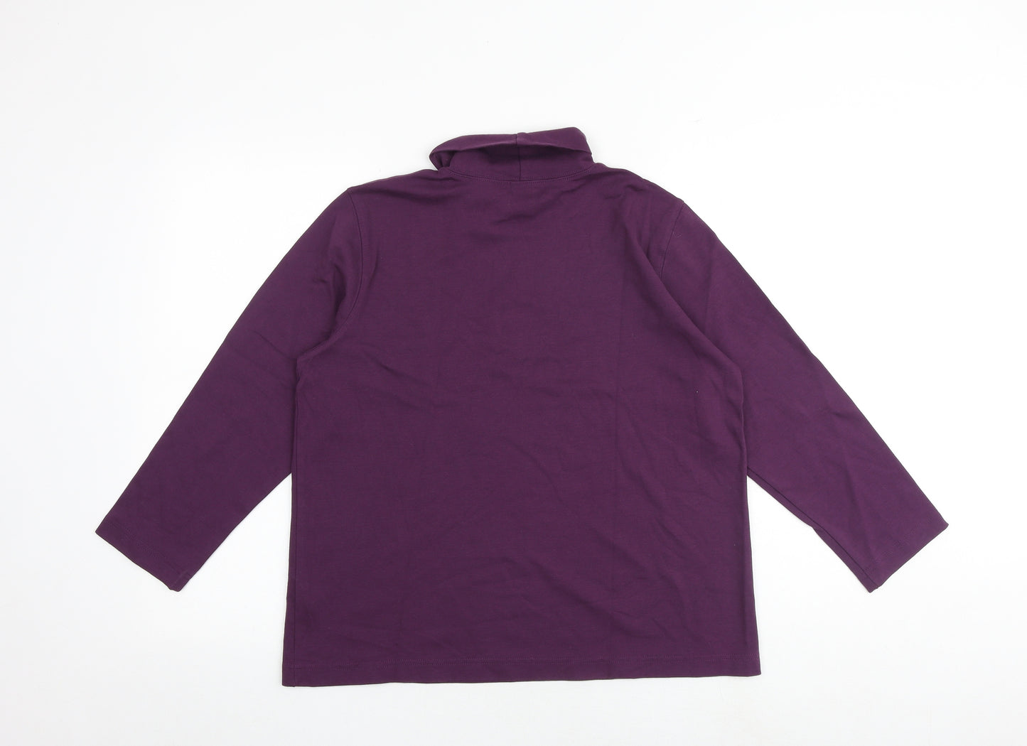 Lands' End Womens Purple 100% Cotton Basic T-Shirt Size M Roll Neck - Size 10-12