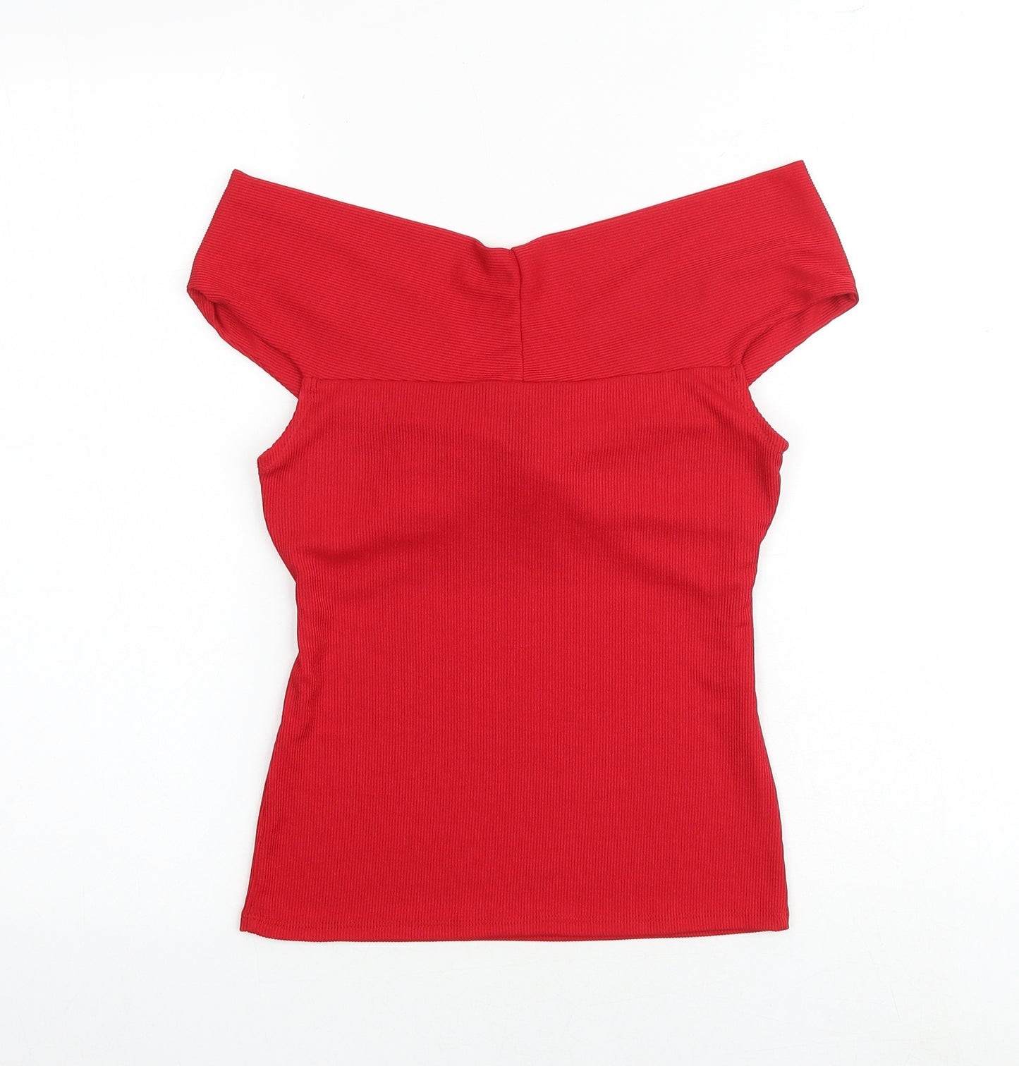 New Look Womens Red Polyester Basic Tank Size 8 V-Neck - Twist Detail