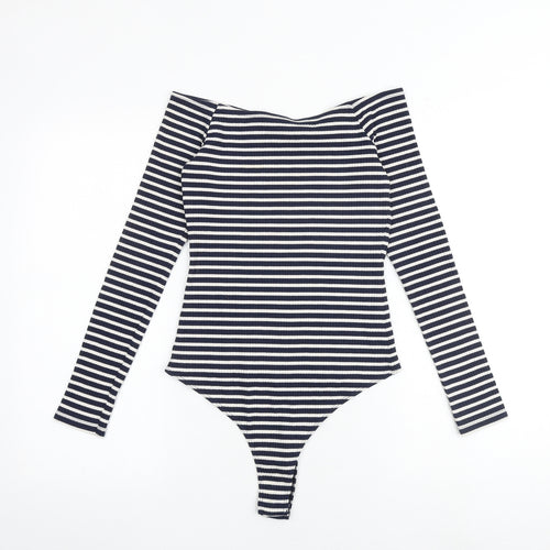 ASOS Womens Blue Striped Polyester Bodysuit One-Piece Size 10 Snap