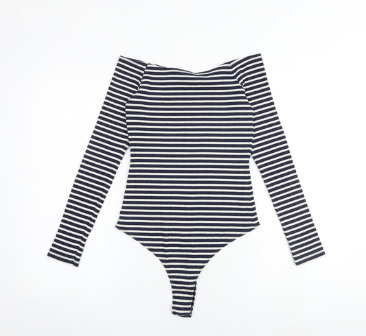ASOS Womens Blue Striped Polyester Bodysuit One-Piece Size 10 Snap