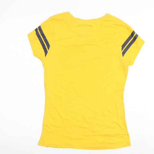Superdry Womens Yellow 100% Cotton Basic T-Shirt Size 10 Round Neck