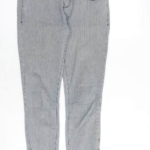 NEXT Womens Blue Striped Cotton Skinny Jeans Size 30 in Regular Zip