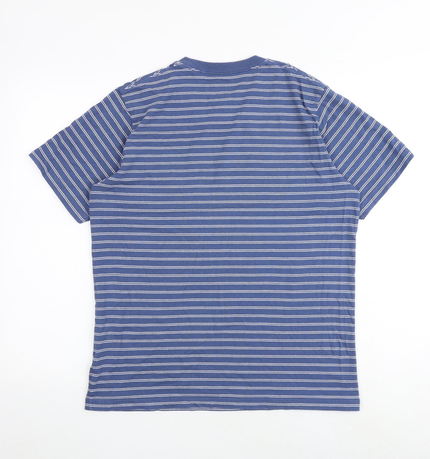 Uniqlo Mens Blue Striped Cotton T-Shirt Size M Round Neck