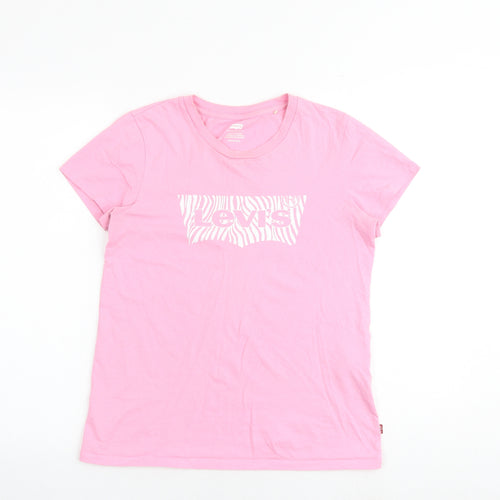 Levi's Womens Pink 100% Cotton Basic T-Shirt Size XS Round Neck