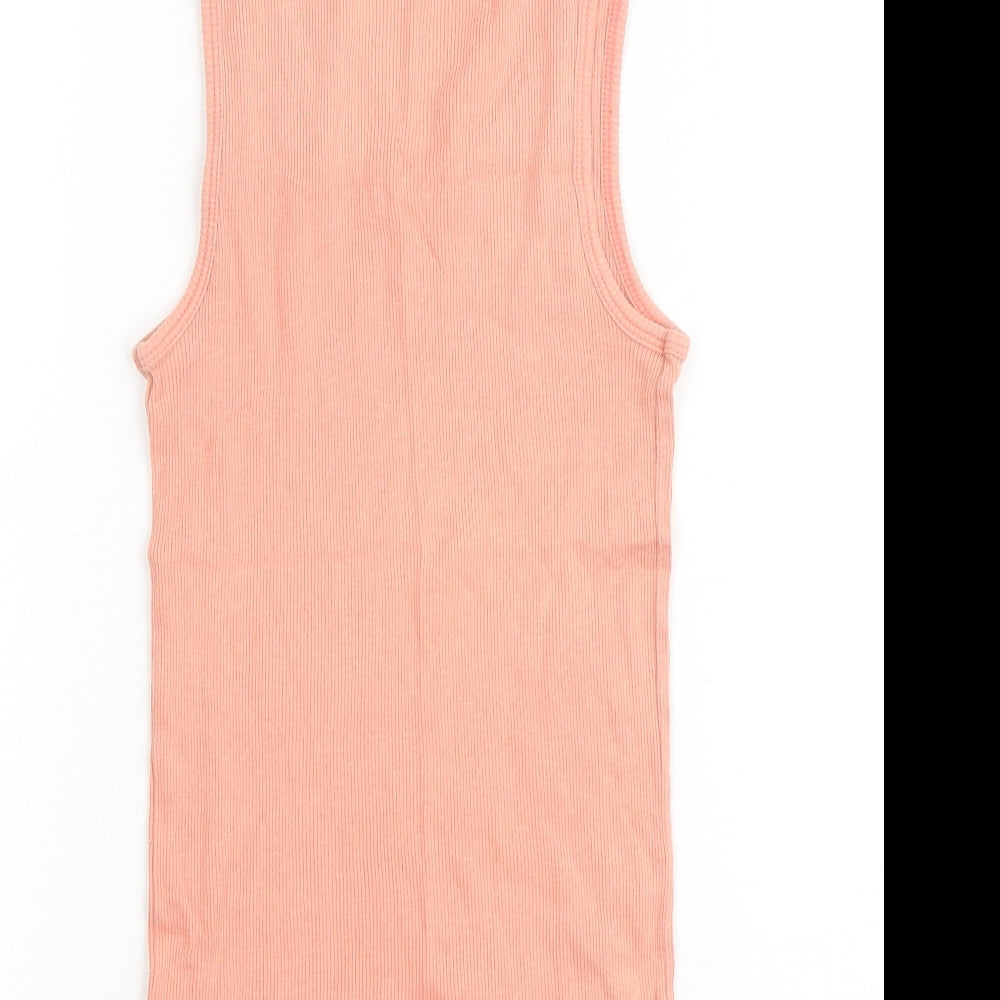 Calvin Klein Womens Pink 100% Cotton Basic Tank Size M Round Neck