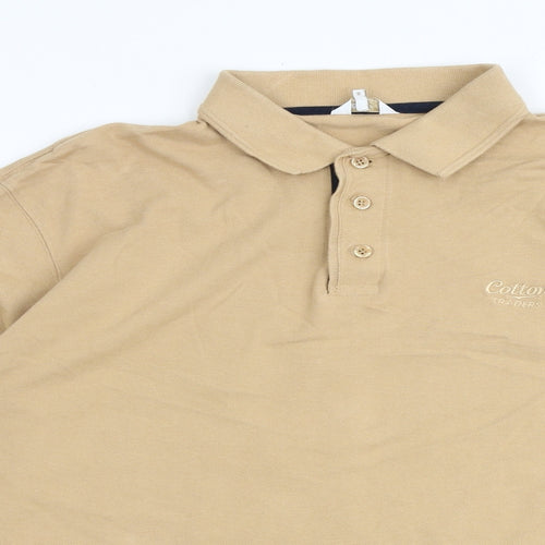 Cotton Traders Mens Brown Cotton Polo Size M Collared Button