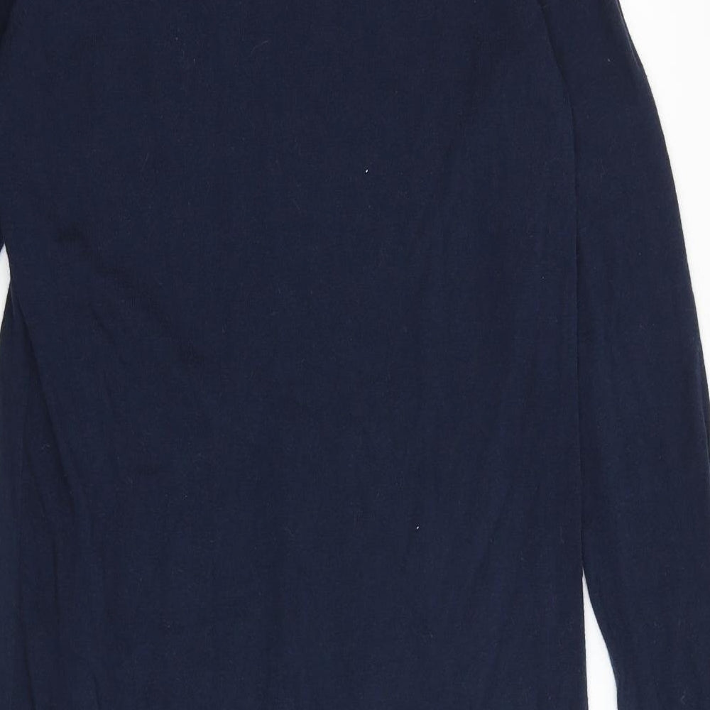 NEXT Womens Blue Nylon Jumper Dress Size 12 Round Neck Button