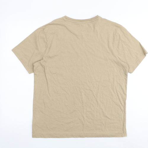 Boohoo Mens Brown Cotton T-Shirt Size L Round Neck