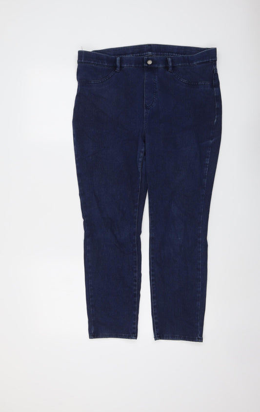 Uniqlo Womens Blue Cotton Skinny Jeans Size XL L25 in Regular Button
