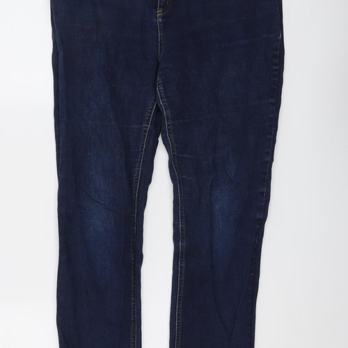 John Lewis Womens Blue Cotton Skinny Jeans Size 16 L30 in Regular Button