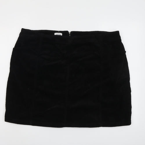 M&Co Womens Black Cotton A-Line Skirt Size 22 Zip