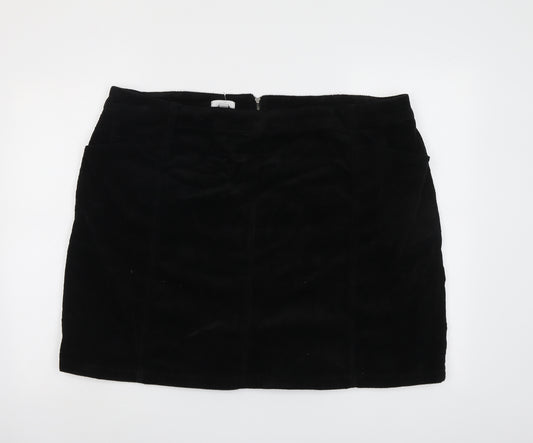 M&Co Womens Black Cotton A-Line Skirt Size 22 Zip