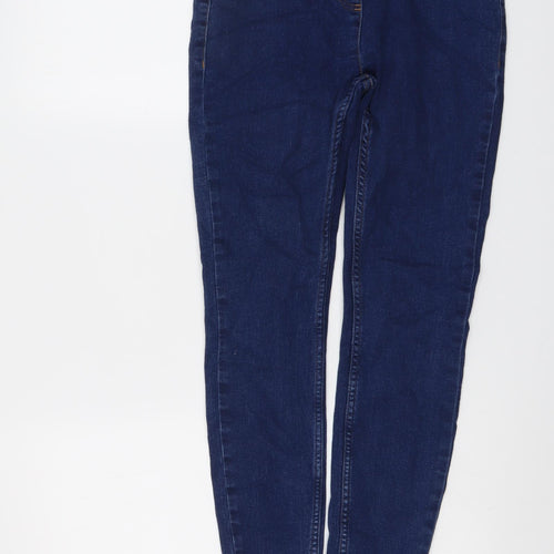 NEXT Womens Blue Cotton Skinny Jeans Size 8 L26 in Regular Button