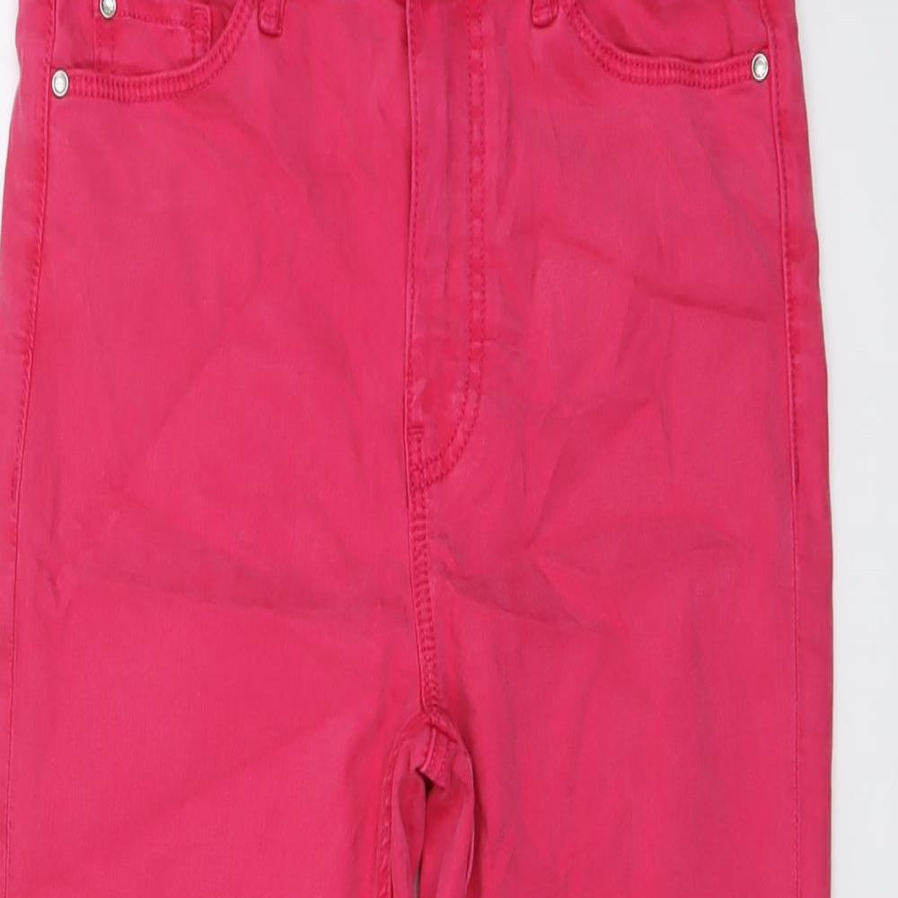 Marks and Spencer Womens Pink Cotton Straight Jeans Size 10 L21 in Regular Button