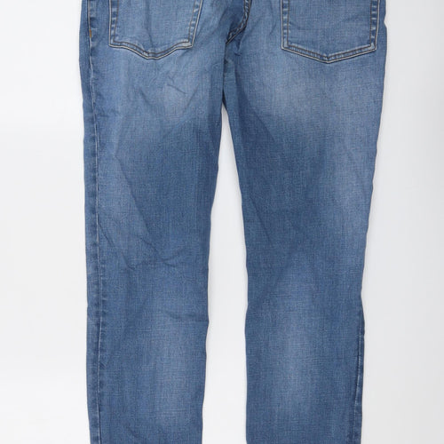 Topman Mens Blue Cotton Straight Jeans Size 32 in L32 in Slim Button
