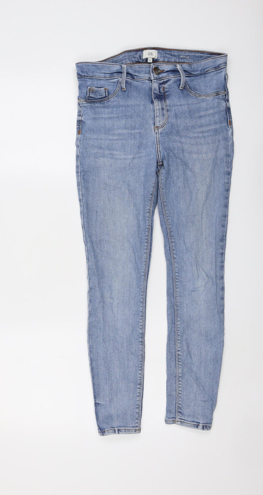 River Island Womens Blue Cotton Skinny Jeans Size 10 L25 in Regular Button