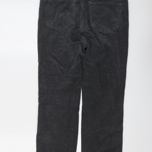 Marks and Spencer Womens Grey Cotton Trousers Size 12 L28 in Regular Button