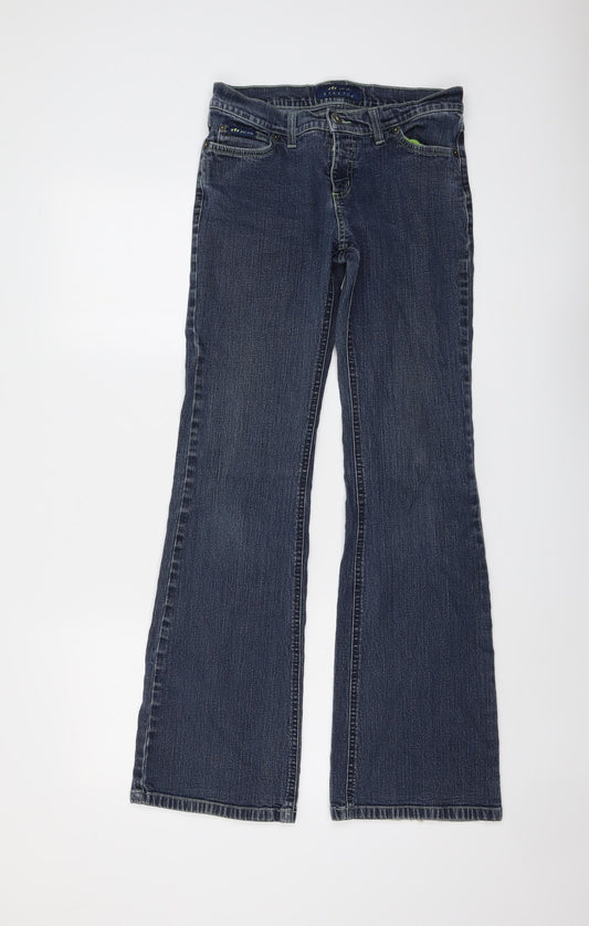 Per Una Womens Blue Cotton Bootcut Jeans Size 10 L31 in Regular Button