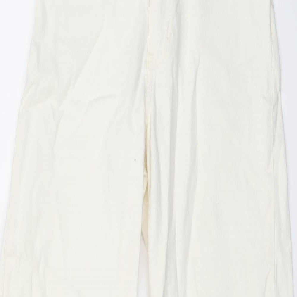Monki Womens Ivory Cotton Wide-Leg Jeans Size 24 in L24 in Regular Button