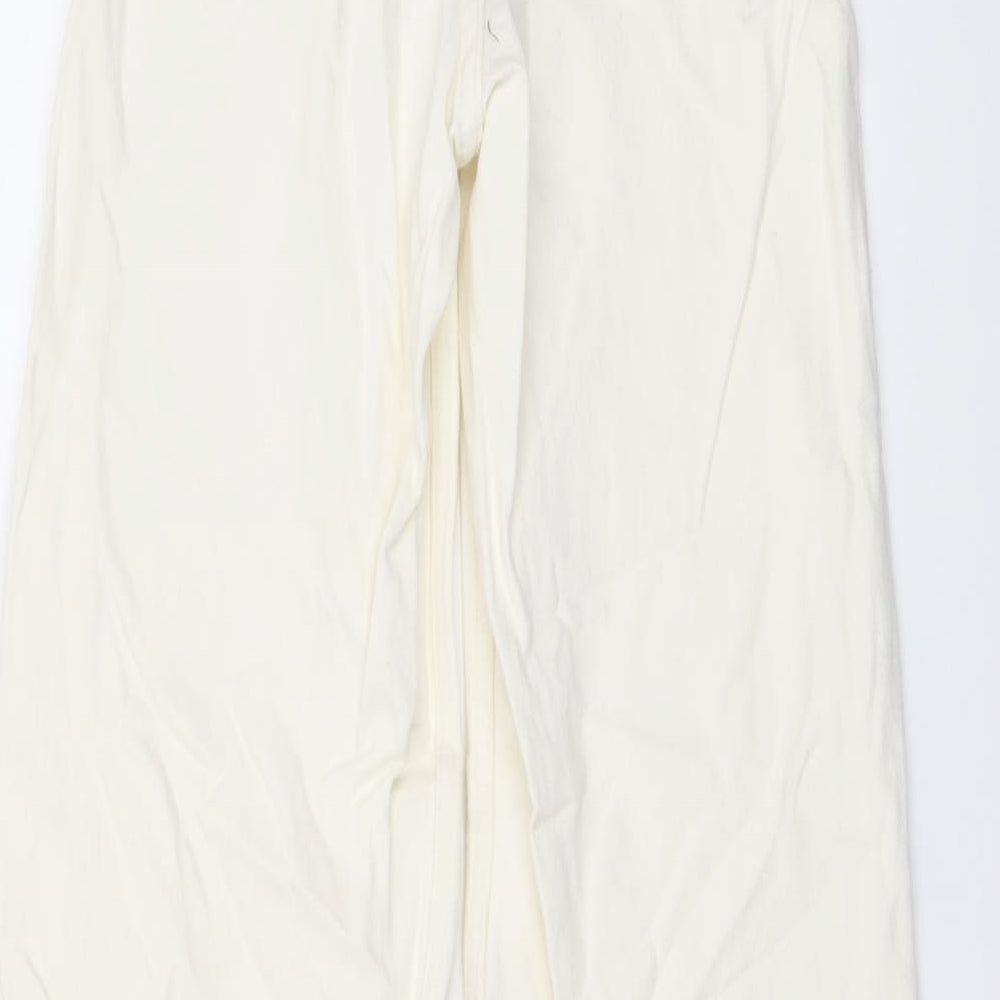 Monki Womens Ivory Cotton Wide-Leg Jeans Size 24 in L24 in Regular Button