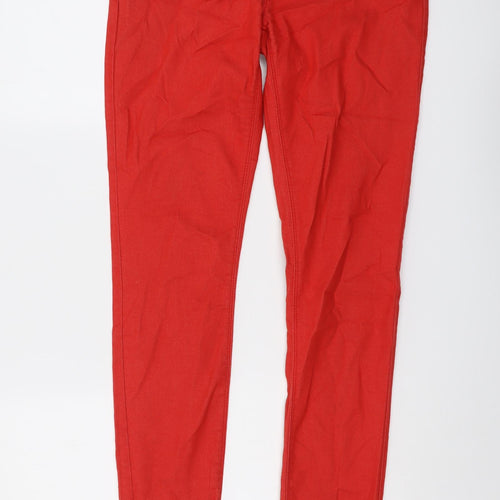Only Womens Red Cotton Skinny Jeans Size M L33 in Regular Button