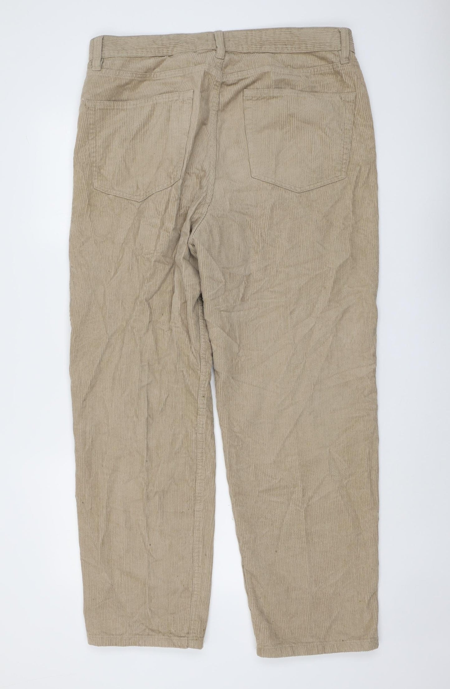 H&M Mens Beige Cotton Trousers Size 36 in L29 in Regular Button
