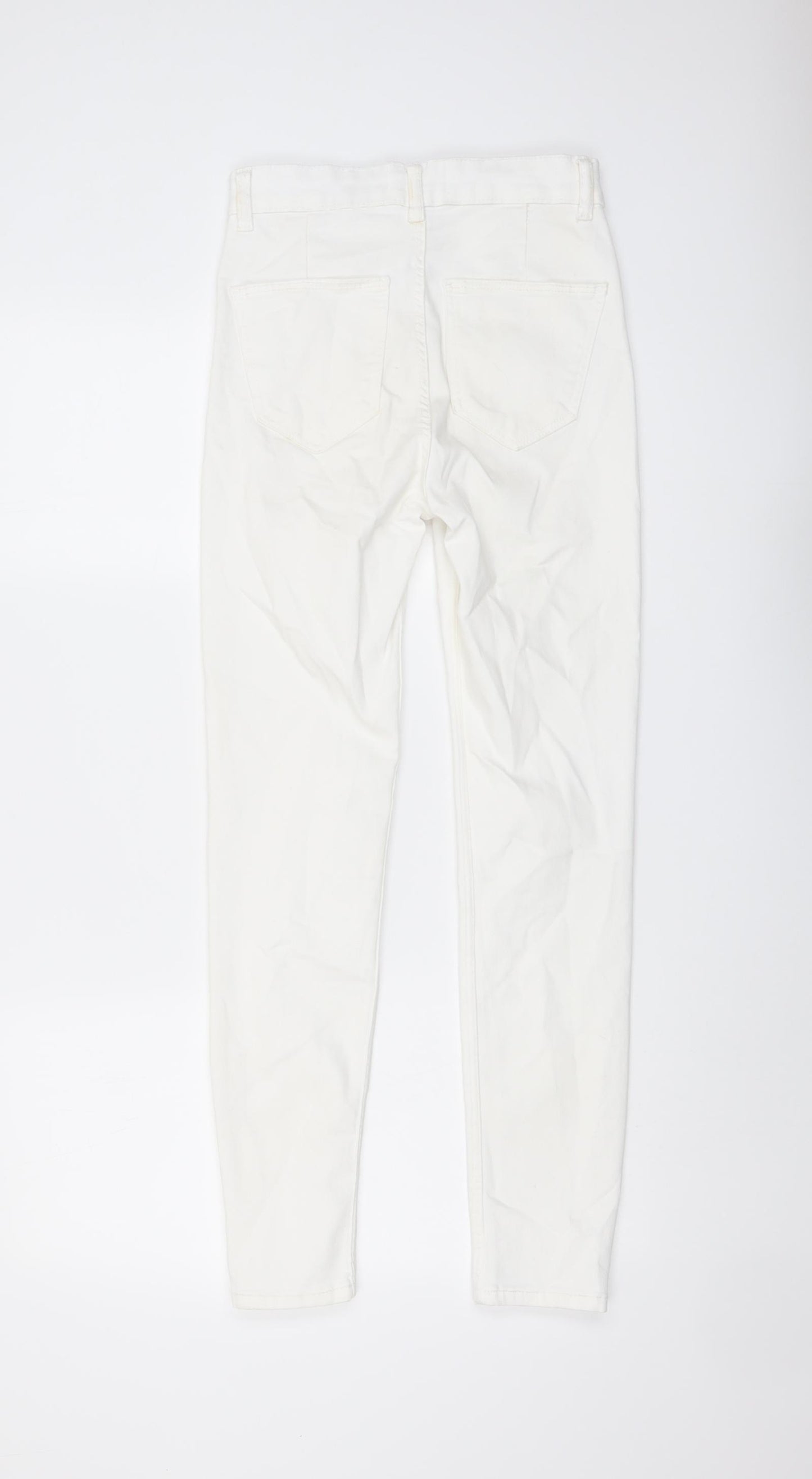 Zara Womens White Cotton Skinny Jeans Size 8 L27 in Regular Button