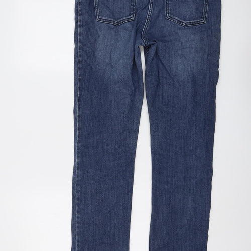 NEXT Womens Blue Cotton Skinny Jeans Size 14 L31 in Slim Button - Long Leg