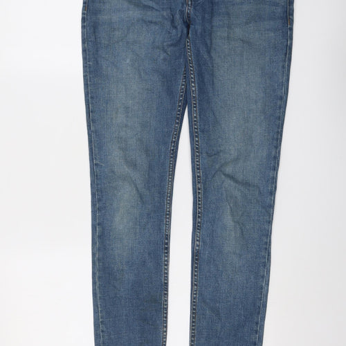 Topman Mens Blue Cotton Skinny Jeans Size 30 in L32 in Regular Button