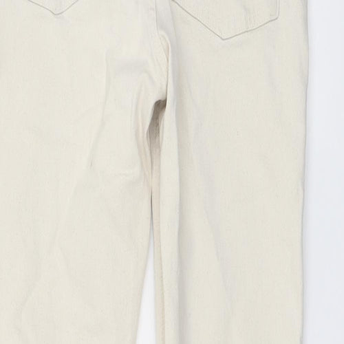 Zara Womens Beige Cotton Straight Jeans Size 12 L26 in Regular Button
