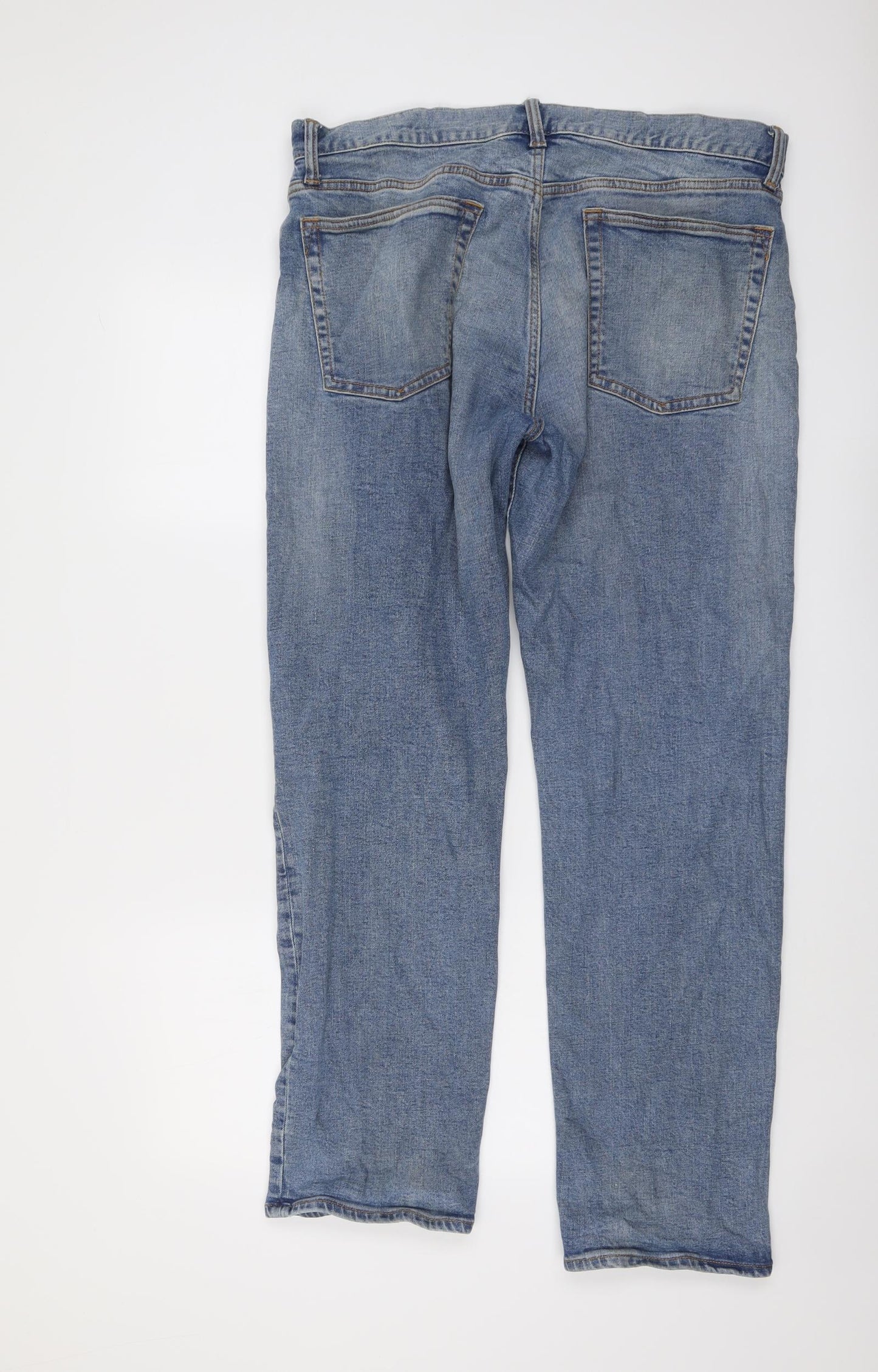 Gap Mens Blue Cotton Straight Jeans Size 34 in L30 in Regular Button