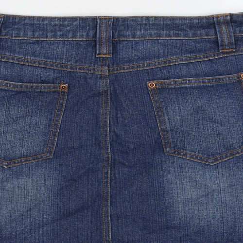 Dorothy Perkins Womens Blue Cotton Mini Skirt Size 12 Button