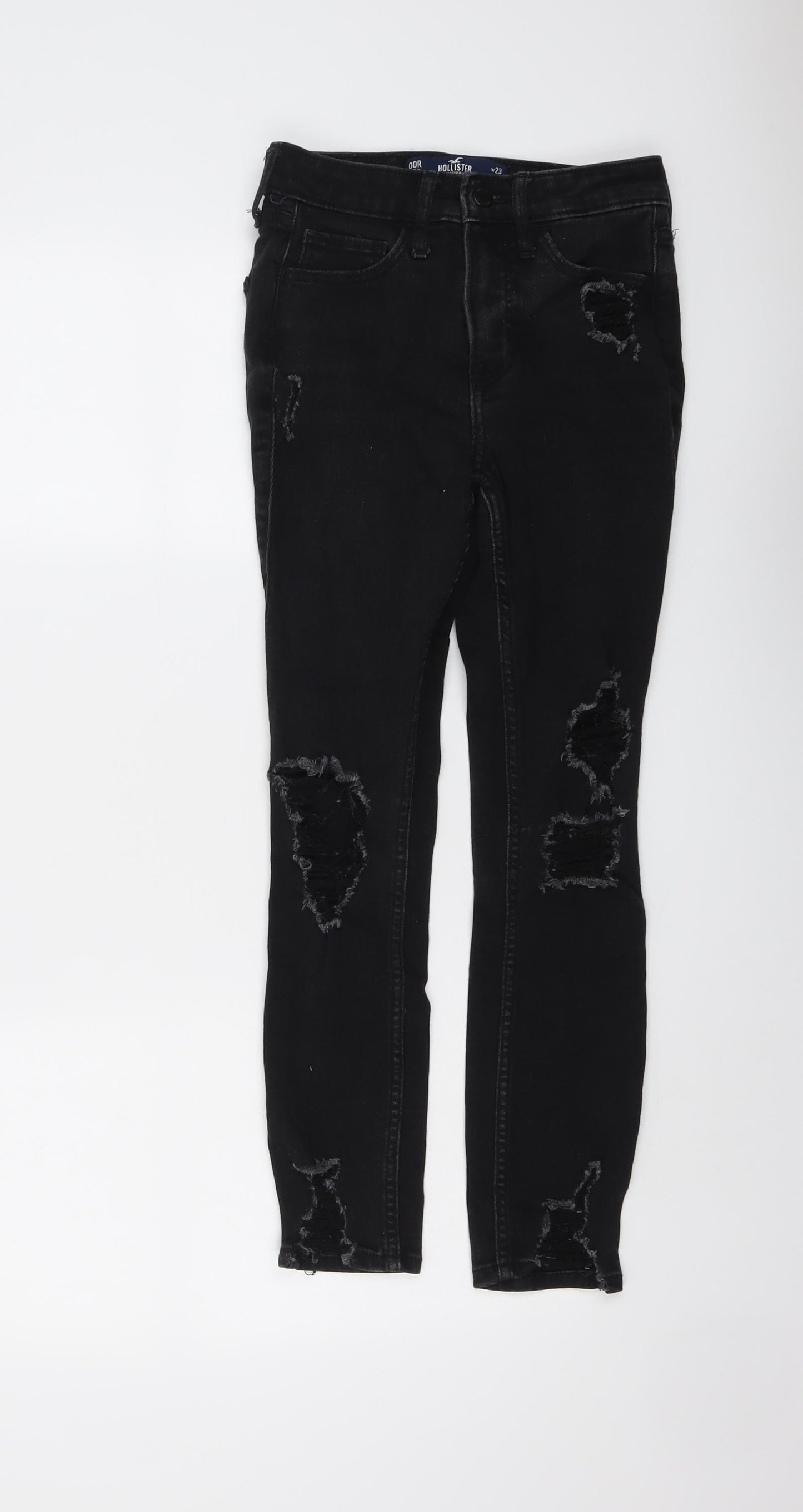 Hollister Womens Black Cotton Skinny Jeans Size 23 in L26 in Regular Button