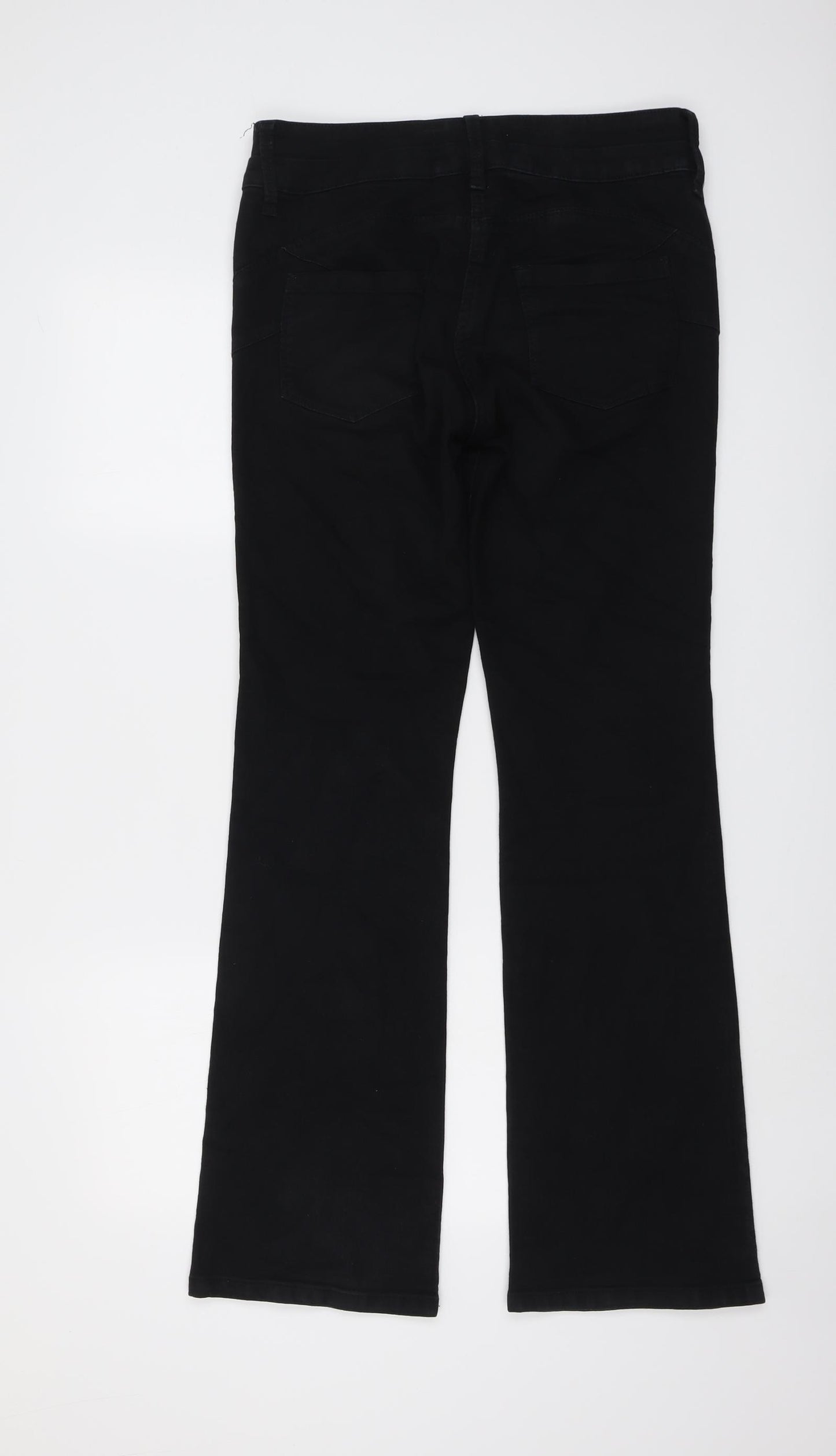 NEXT Womens Black Cotton Bootcut Jeans Size 12 L31 in Slim Button