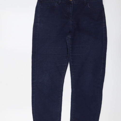 Marks and Spencer Womens Blue Cotton Straight Jeans Size 10 L23 in Regular Button