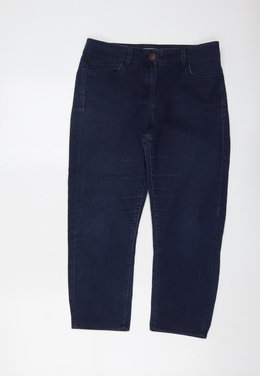 Marks and Spencer Womens Blue Cotton Straight Jeans Size 10 L23 in Regular Button