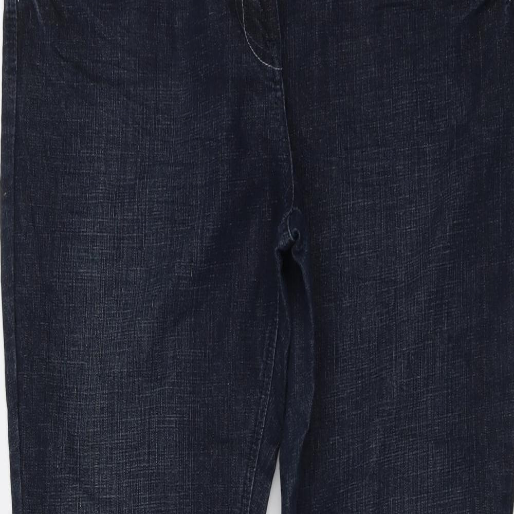 BHS Womens Blue Cotton Bootcut Jeans Size 18 L30 in Regular Button