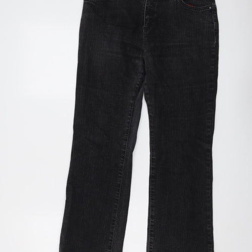 Per Una Womens Grey Cotton Bootcut Jeans Size 12 L27 in Regular Button